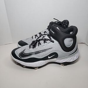 New Nike Alpha Huarache Elite 4 Mid Grey Metal Cleats Men's Size 8